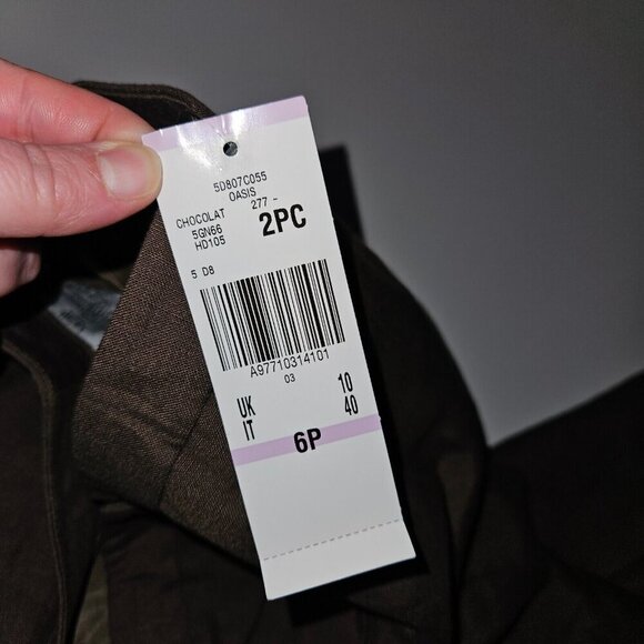 NWT Le Suit Petite Brown 3-Pc Outfit Jacket Pants Scarf 6P Career Retail $200 - Picture 12 of 16